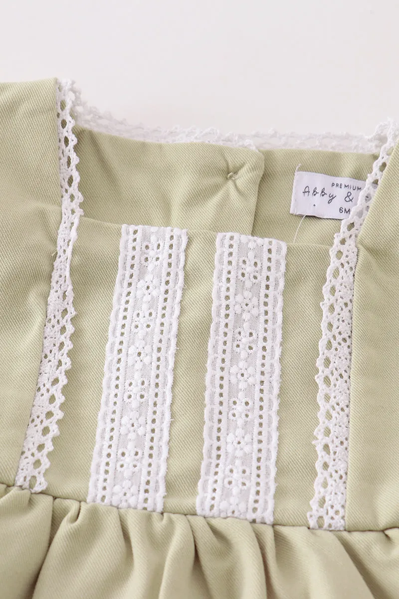 Premium Sage lace ruffle baby set