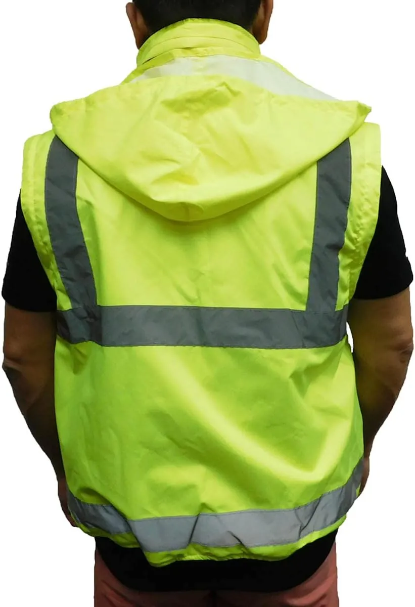 SAJ5000, ANSI/ISEA Class 3, Safety 3-in-1 Bomber Jacket, Reversible, Detachable, Resistant, Pockets, Neon Green
