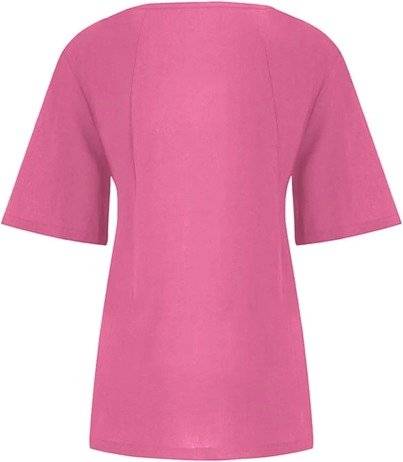 Summer Linen Shirt Women's - Floral Stitch Detail & Button Closure, Relaxed Fit Casual Tee, Moisture-Wicking