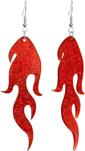 Unique Gothic Lightweight Acrylic Round Fire Dangle Drop Earrings Funny Creative Vintage Punk Circle Fire Flame Element for Women Statement Geometric Cosplay Prom Halloween Jewelry Gifts