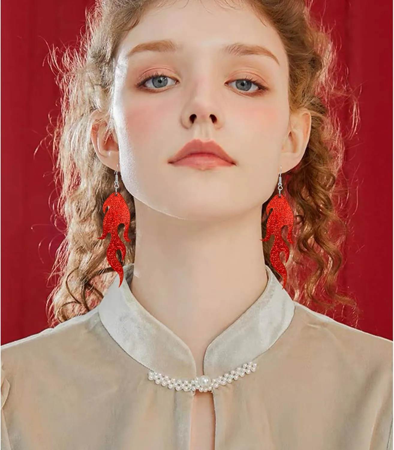 Unique Gothic Lightweight Acrylic Round Fire Dangle Drop Earrings Funny Creative Vintage Punk Circle Fire Flame Element for Women Statement Geometric Cosplay Prom Halloween Jewelry Gifts