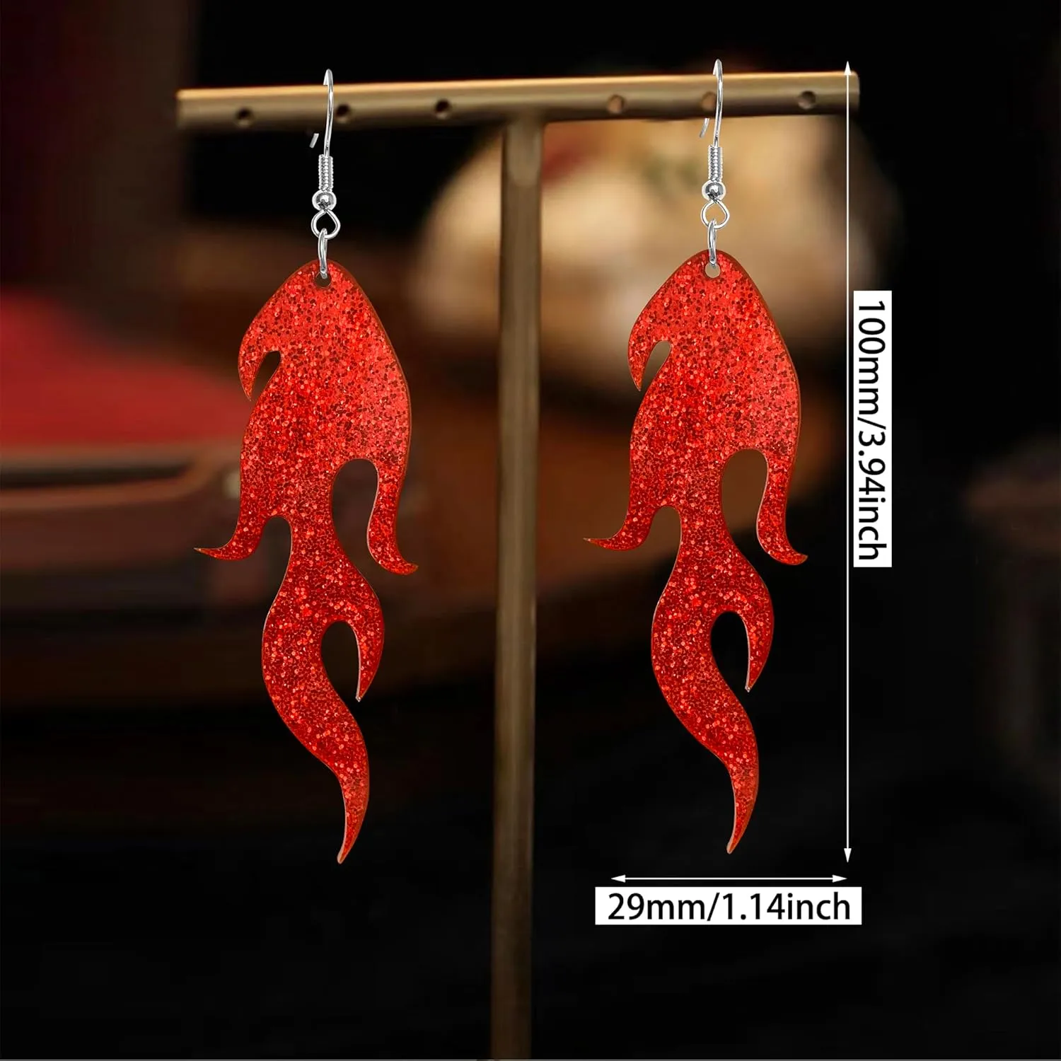 Unique Gothic Lightweight Acrylic Round Fire Dangle Drop Earrings Funny Creative Vintage Punk Circle Fire Flame Element for Women Statement Geometric Cosplay Prom Halloween Jewelry Gifts