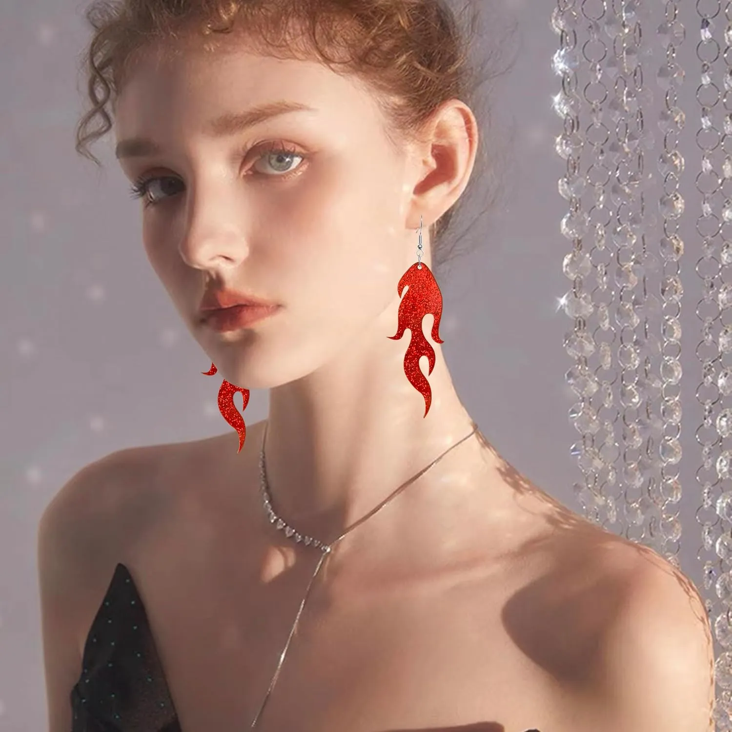 Unique Gothic Lightweight Acrylic Round Fire Dangle Drop Earrings Funny Creative Vintage Punk Circle Fire Flame Element for Women Statement Geometric Cosplay Prom Halloween Jewelry Gifts