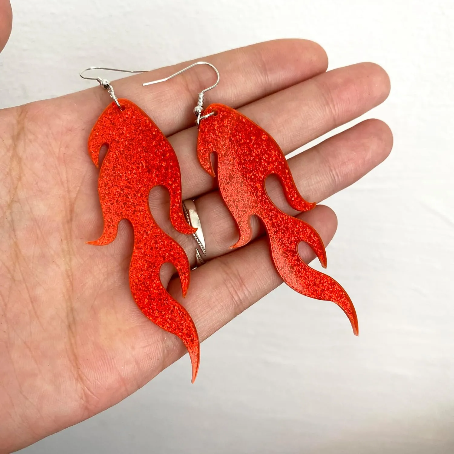 Unique Gothic Lightweight Acrylic Round Fire Dangle Drop Earrings Funny Creative Vintage Punk Circle Fire Flame Element for Women Statement Geometric Cosplay Prom Halloween Jewelry Gifts