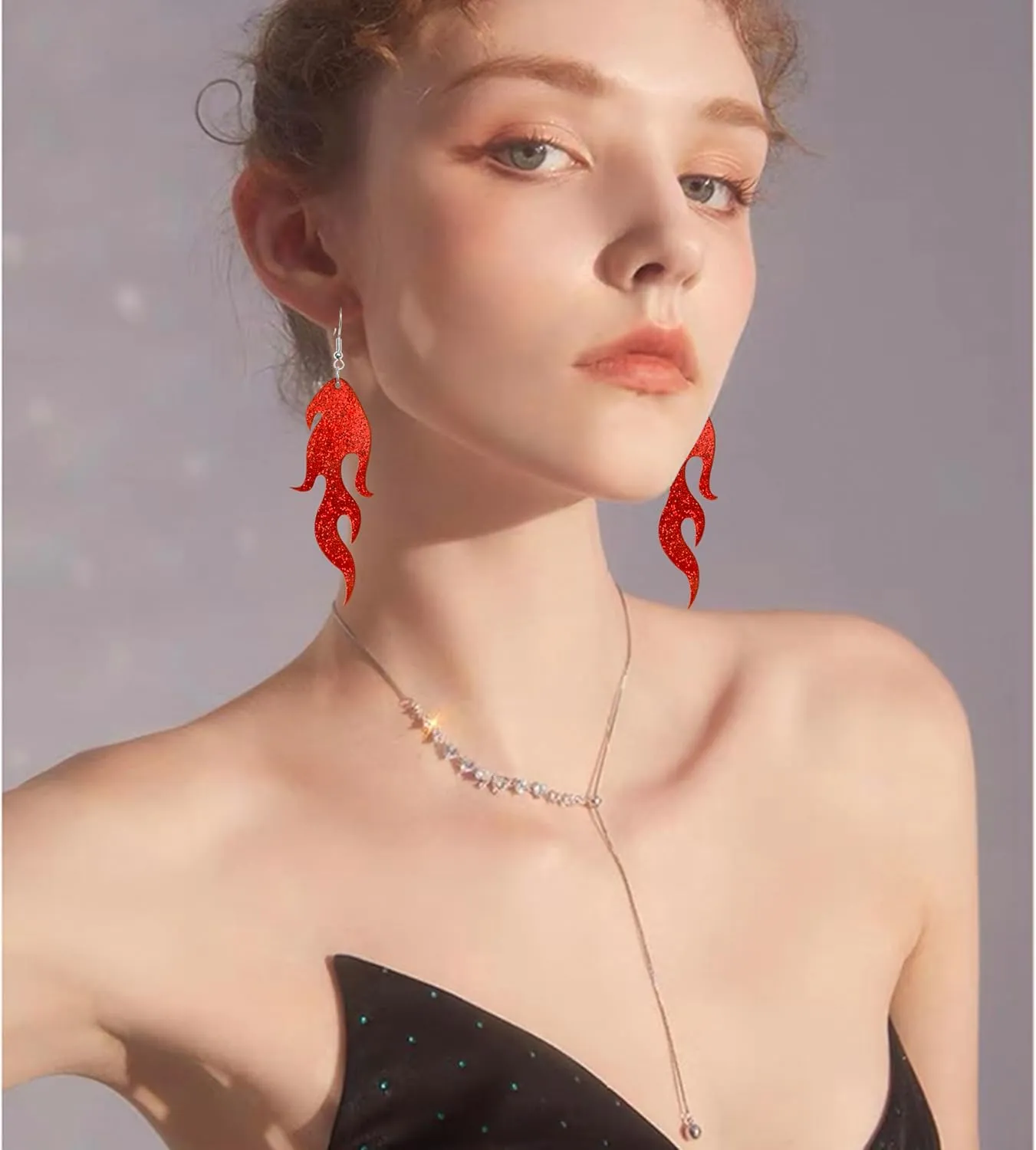 Unique Gothic Lightweight Acrylic Round Fire Dangle Drop Earrings Funny Creative Vintage Punk Circle Fire Flame Element for Women Statement Geometric Cosplay Prom Halloween Jewelry Gifts