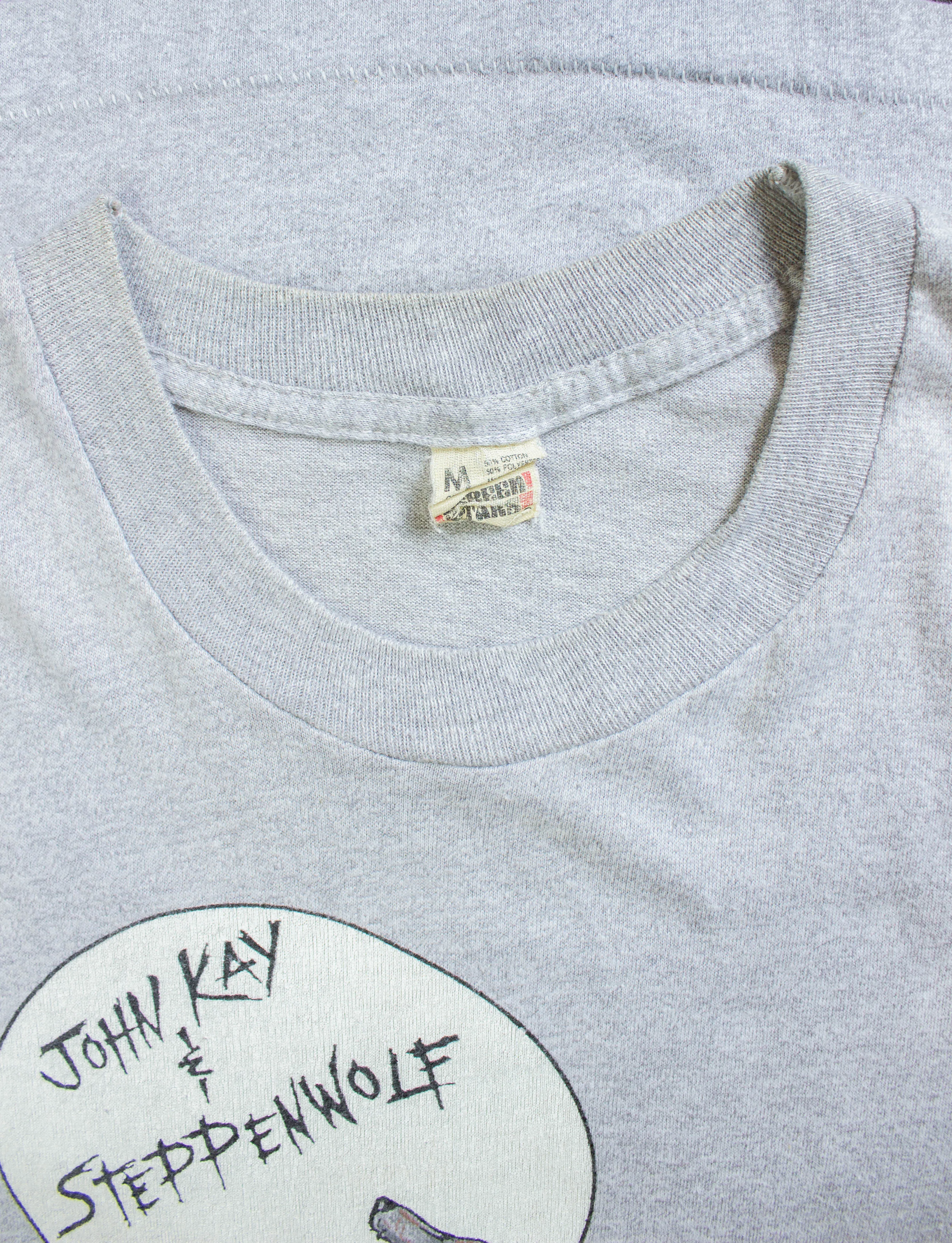 Vintage John Kay and Steppenwolf Concert T Shirt 80s Born To Be Wild Grey Muscle Tee Small
