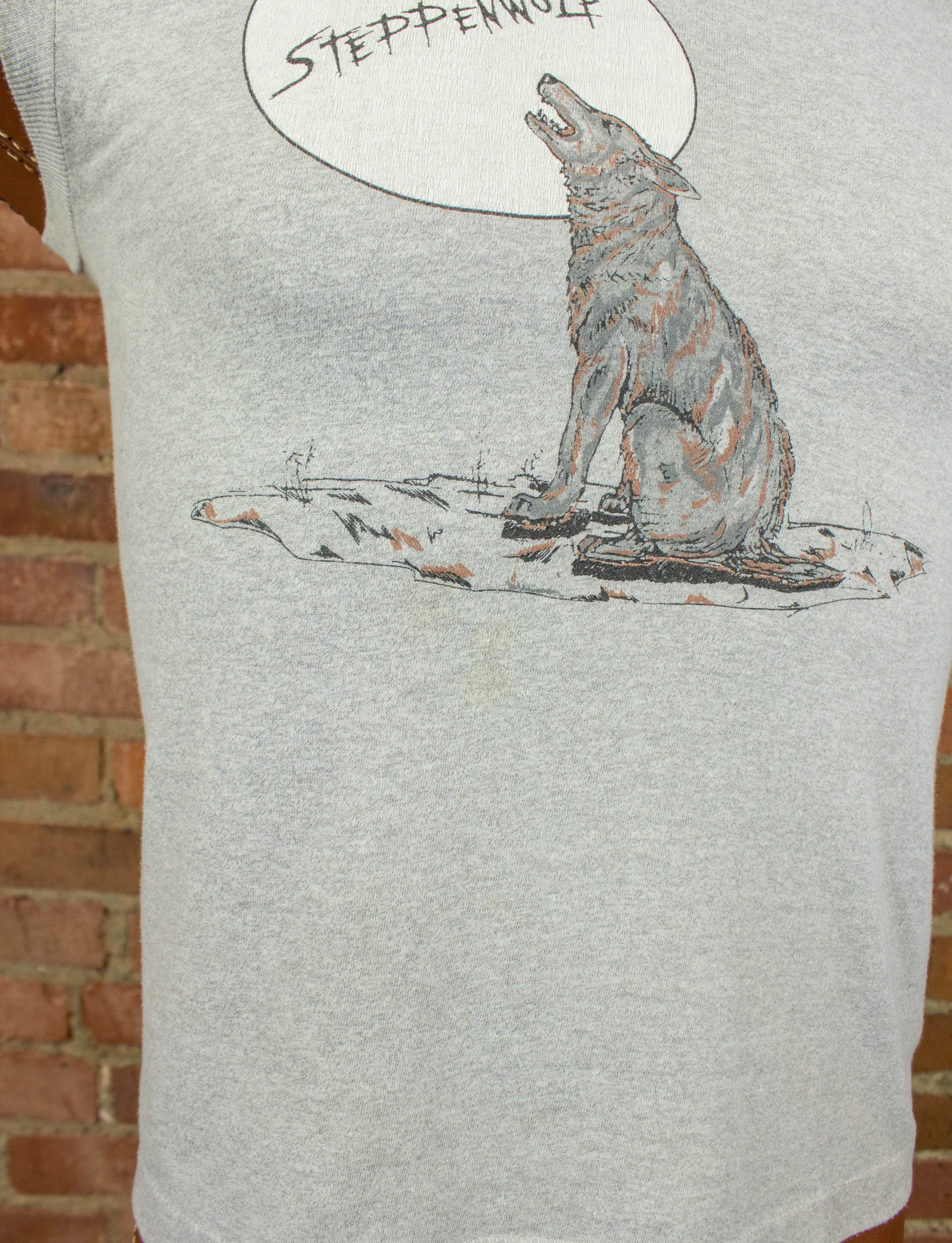 Vintage John Kay and Steppenwolf Concert T Shirt 80s Born To Be Wild Grey Muscle Tee Small