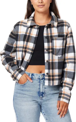 WallFlower Women's Chloe Polar Cozy Fleece Boyfriend Spring, Summer and Fall Light Shacket Jackets