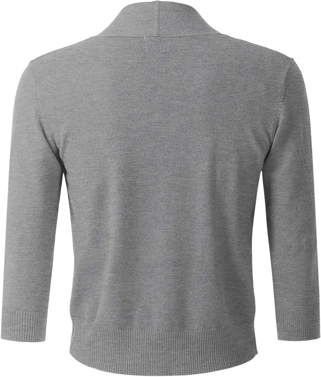 Womens Classic 3/4 Sleeve Open Front Cropped Bolero Cardigan (S~3XL)
