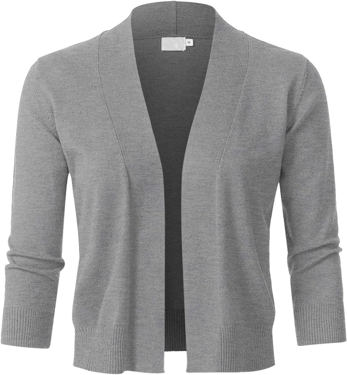 Womens Classic 3/4 Sleeve Open Front Cropped Bolero Cardigan (S~3XL)