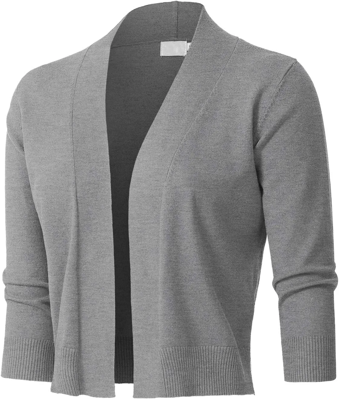 Womens Classic 3/4 Sleeve Open Front Cropped Bolero Cardigan (S~3XL)