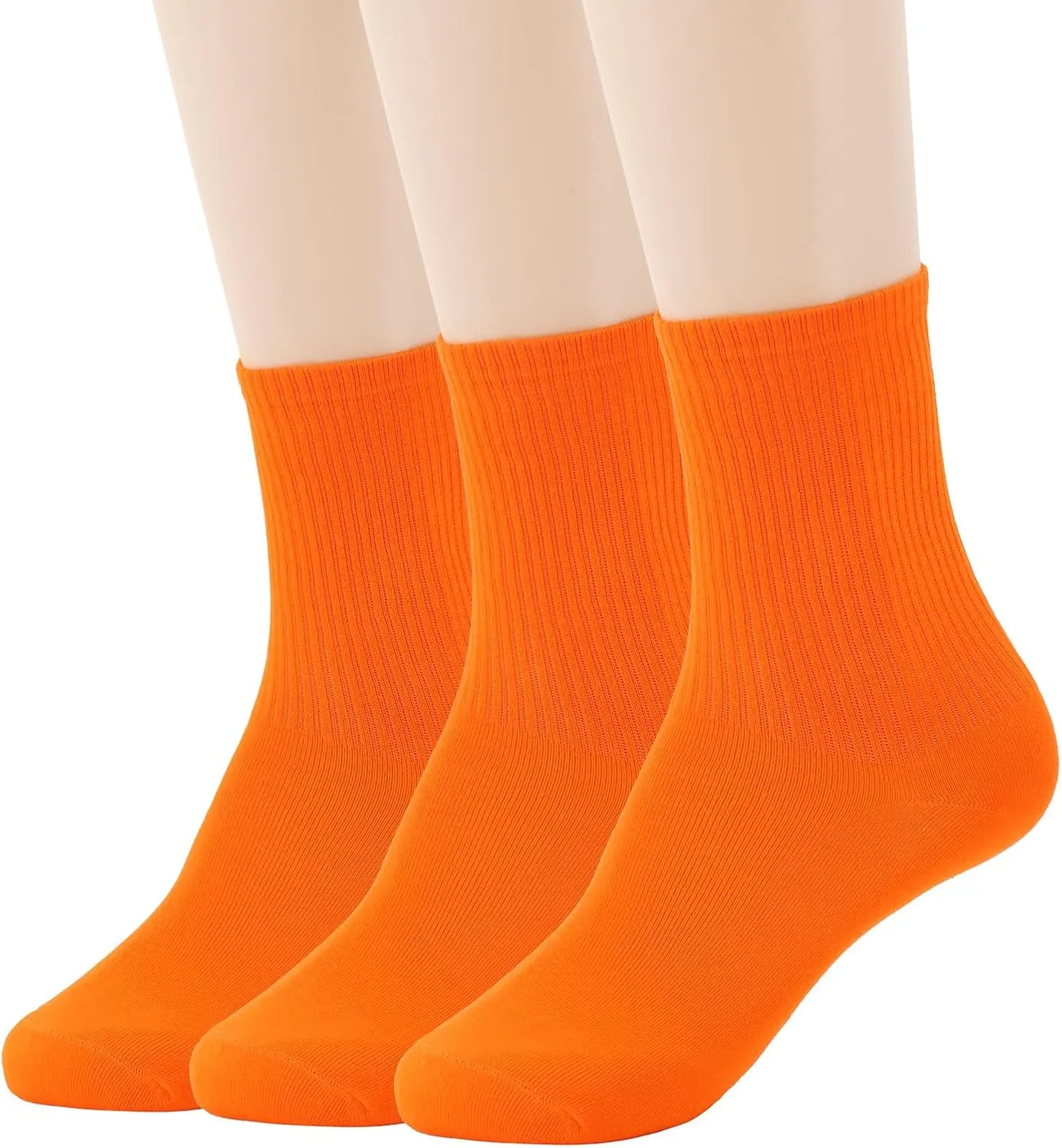 Womens Colorful Basic Sock -Unique Knit Cotton Crew Socks 3 Pack
