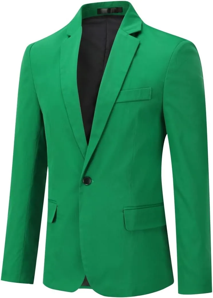 YUNCLOS Men's Slim Fit Casual 1 Button Notched Lapel Blazer Jacket