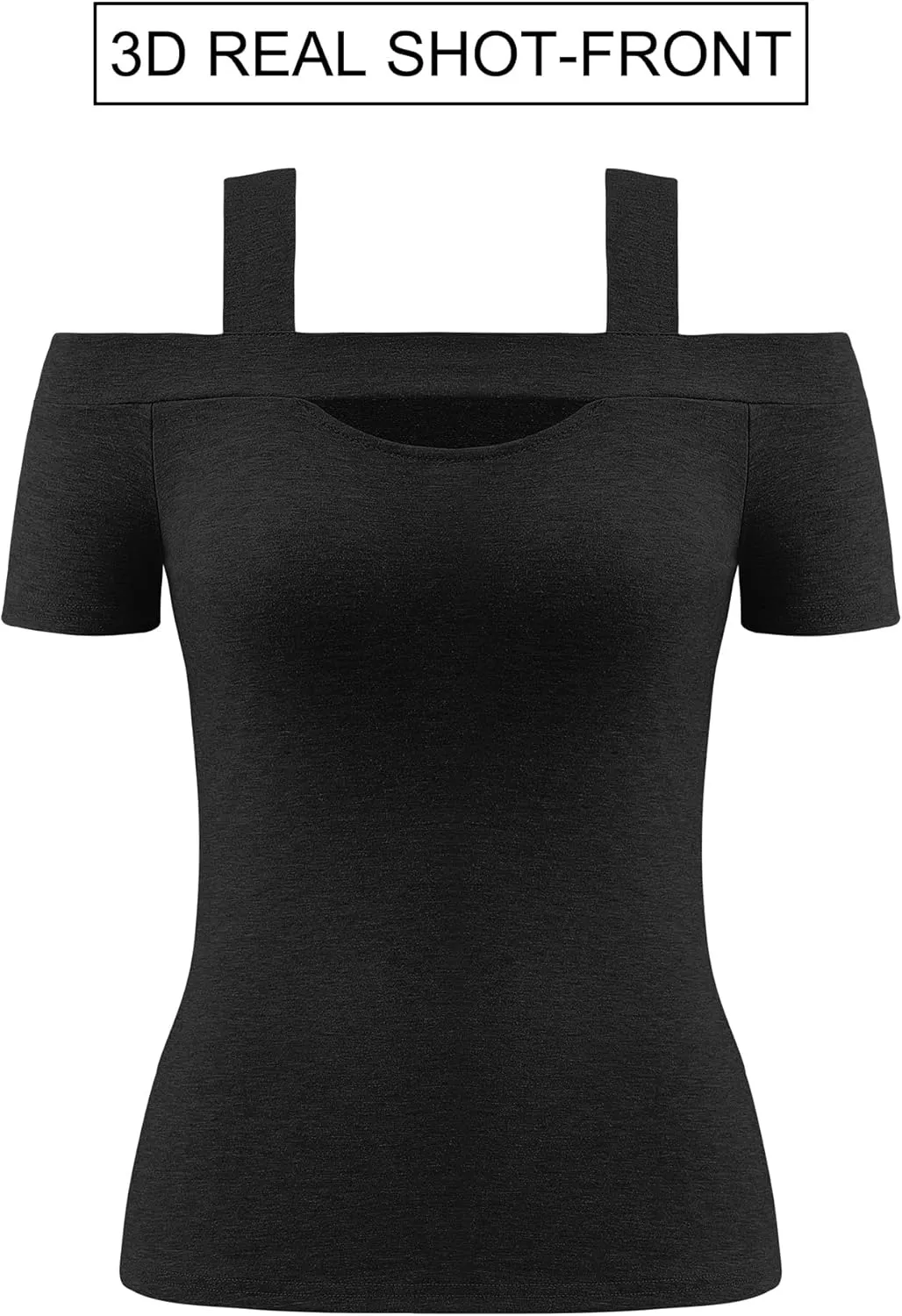 ZXZY Women Cold Shoulder Tops Summer Soft Cute Short Sleeve Cut Out Square Neck Blouse T-Shirts